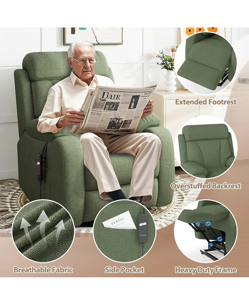 Maison Boucle Snowflake Velvet Lift Chair for Seniors with Remote Control, Electric Recliner Sofa for Elderly, Soft Fabric Power Chair