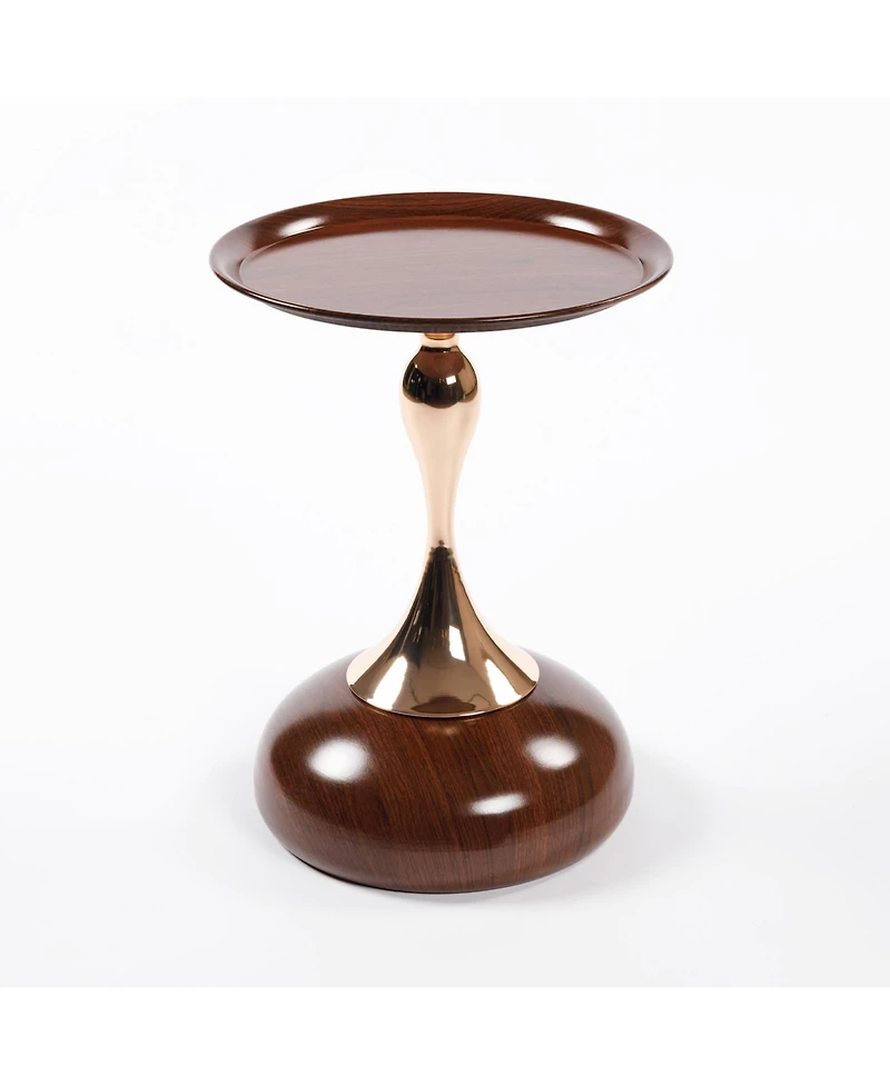 Rainsken Mermaid Tail Round Side Table, Modern Metal Pedestal Accent Table, Compact Coffee Table for Living Room and Small Spaces