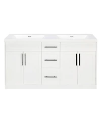 Sillysis 59.3" Double Sink Bathroom Vanity with Smc Integrated Basin, Soft Close Drawers & Adjustable Shelf for Large Bathrooms