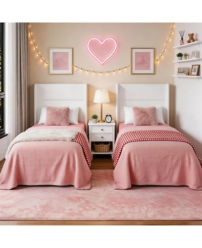 gaomon Set of 2 Twin Bed frame with Wingback Headboard, Velvet Upholstered Platform Wood Slats, No Box Spring Needed