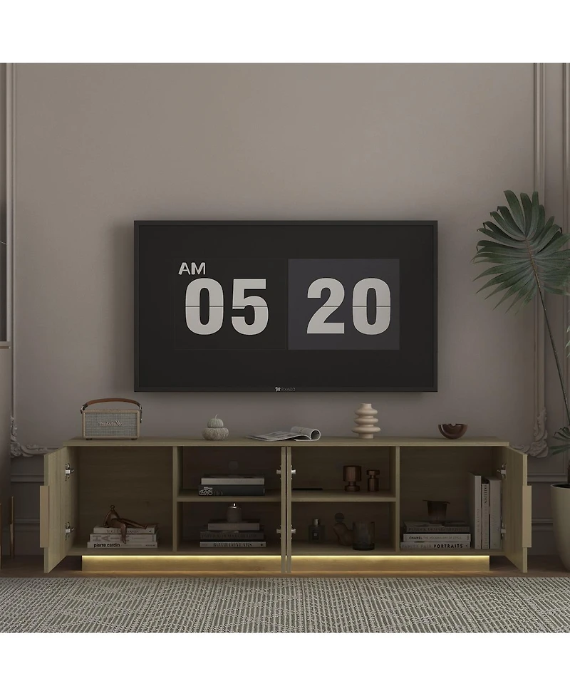 Streamdale Furniture Tv Stand with 16 Color LEDs, 68" Modern Tv Cabinet Entertainment Center