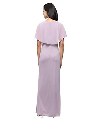 Sl Fashions Women's V-Neck Mesh Ball Gown