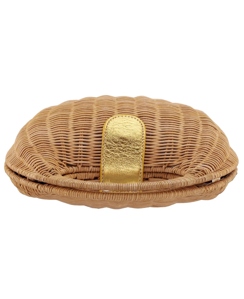 Nina Kava Rounded Rattan Small Satchel Bag