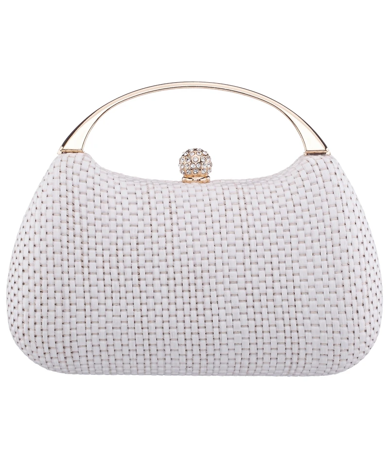 Nina Straw Minaudiere Mini Clutch Handbag