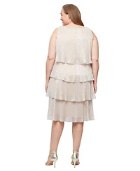 Sl Fashions Plus 2-Pc. Metallic Tiered Dress & Jacket Set