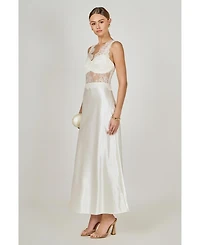 endless rose Women's Lace trim sleevesless midi dress