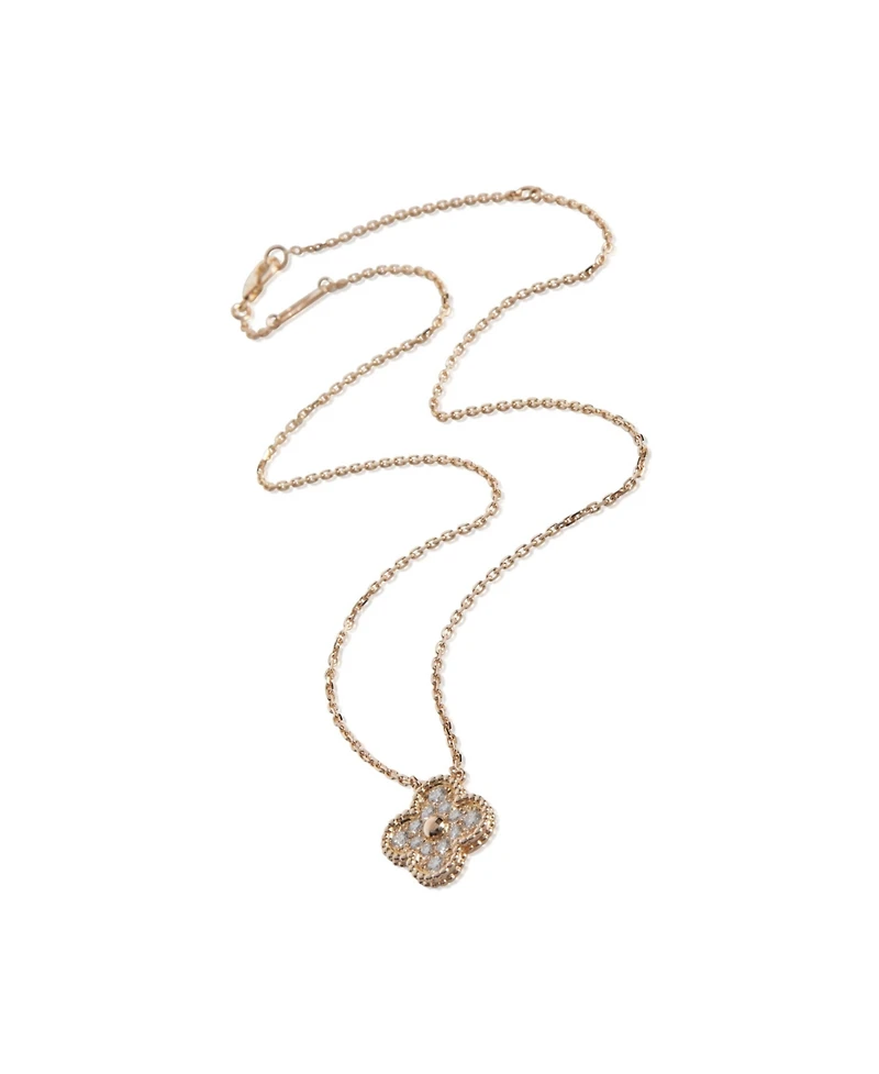 Pre-Owned Van Cleef & Arpels Van Cleef & Arpels Rose Gold Diamond Vintage Alhambra Pendant