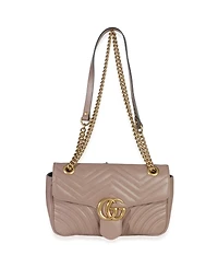 Pre-Owned Gucci Porcelain Rose Calfskin Matelasse Medium Gg Marmont Shoulder Bag