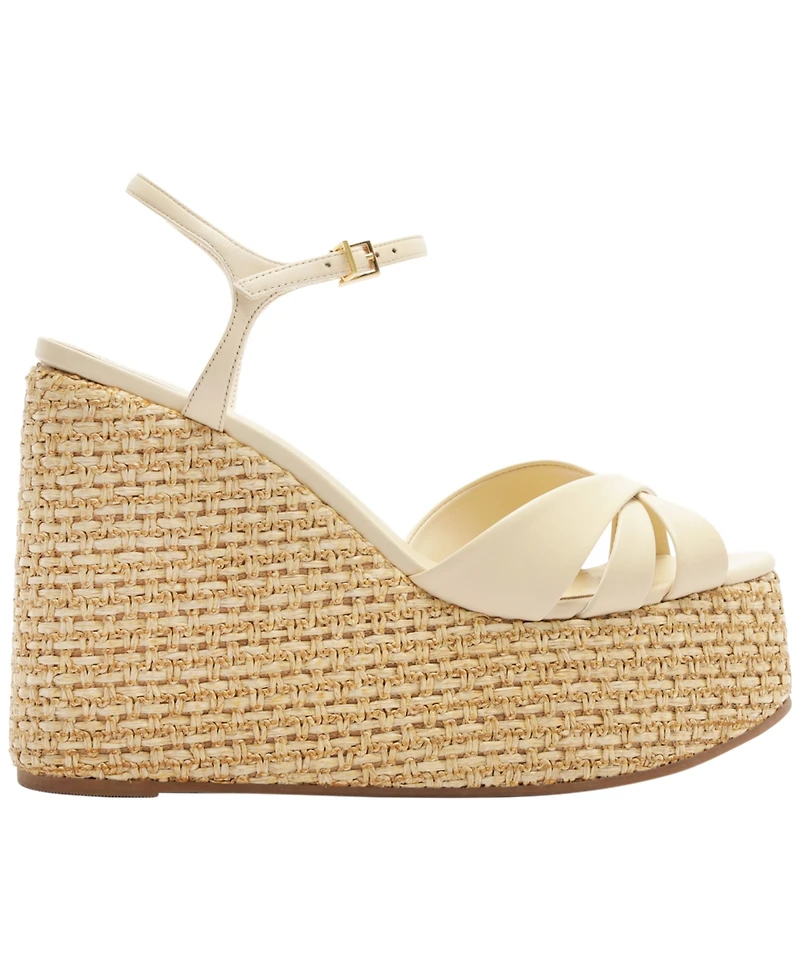 Schutz Women's Keefa Round Toe Wedge Sandals