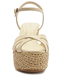 Schutz Women's Keefa Raffia Round Toe Sandals