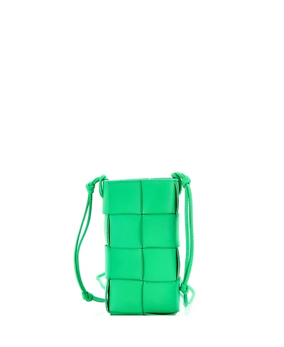 Pre-Owned Bottega Veneta Mini Cassette Phone Holder Crossbody Bag Maxi Intrecciato Leather