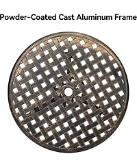 gaomon 24" Round Patio Bistro Table, Cast Aluminum Outdoor Cafe Table with Umbrella Hole, Porch, Backyard, Classic Pattern