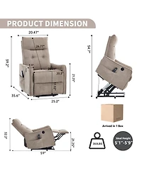 Maison Boucle Chenille Power Lift Recliner Chair for Elderly with Massage, Heat & Usb, Single Motor Electric Seniors