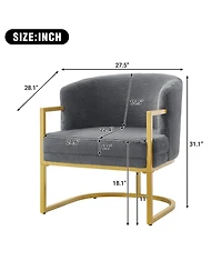 Rainsken Accent Chair, Upholstered Faux Rabbit Fur Armchair with Gold Metal Frame and Curved Backrest Support for Living Room and Bedroom