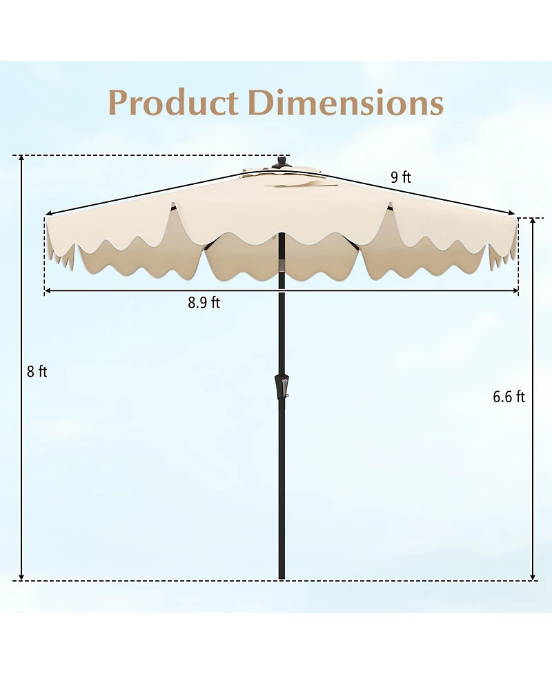 Sugift 9 Feet Patio Umbrella with Crank Handle and Push Button Tilt