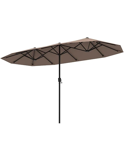 Sugift 13 Ft Large Patio Umbrella Outdoor Double-Sided Table Market Umbrella with Crank Handle-Coffee