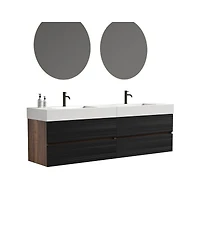 Sillysis 71.7" Floating Modern Double Sink Bathroom Vanity with Soft Close Drawers & Integrated Sinks for Large Bathrooms