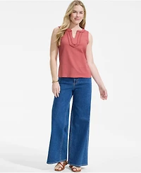 Lands' End Women's Slub Decorative Trim Tank Top