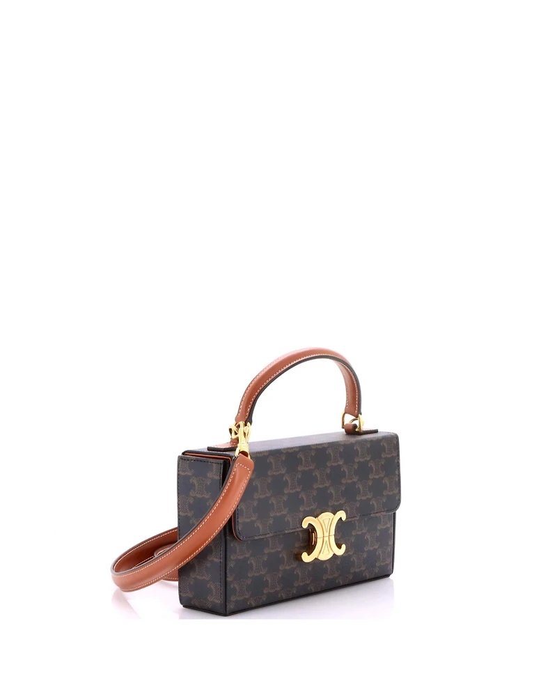 Pre-Owned Celine Triomphe Box Top Handle Bag Triomphe Coated Canvas