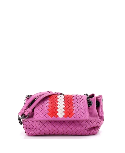 Pre-Owned Bottega Veneta Mini Accordion Flap Chain Shoulder Bag Intrecciato Nappa