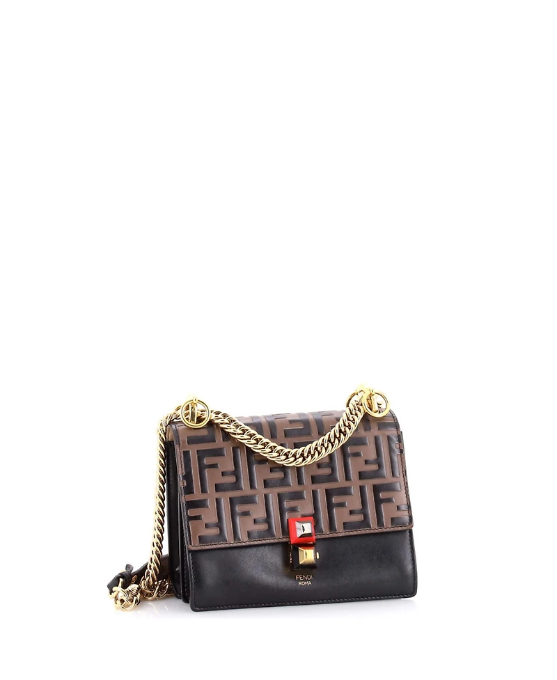 Pre-Owned Fendi Small Kan I Bag Zucca Embossed Leather