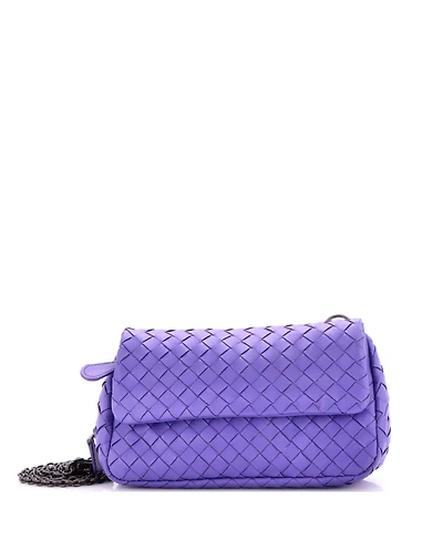 Pre-Owned Bottega Veneta Small Expandable Chain Crossbody Bag Intrecciato Nappa