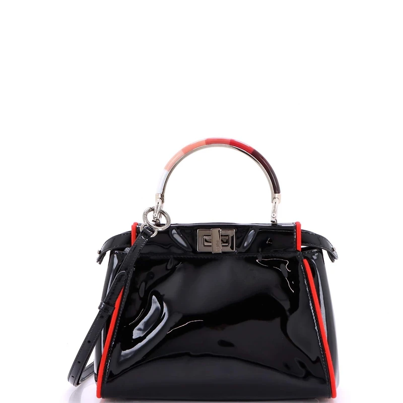 Pre-Owned Fendi Mini Resin Handle Peekaboo Bag Patent
