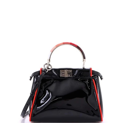 Pre-Owned Fendi Mini Resin Handle Peekaboo Bag Patent