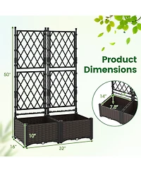 Gymax Raised Garden Bed w/Trellis Drain Holes for Climbing Vines Flowers Vegetables