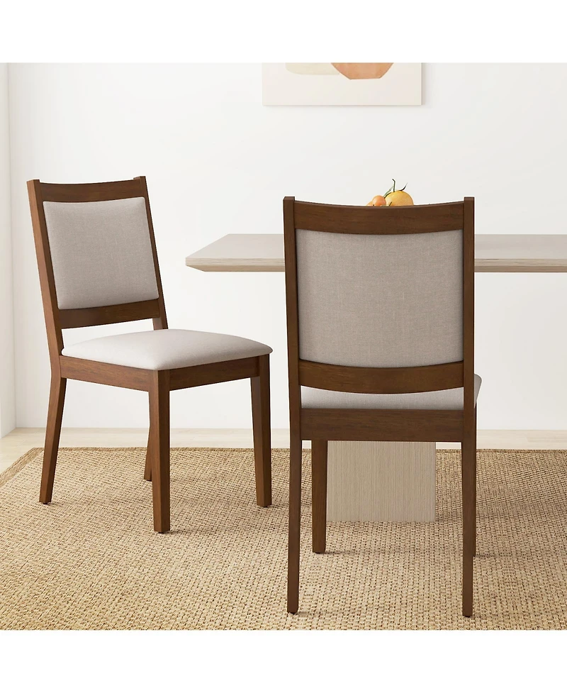Gymax Modern Dining Chair Set of 4 Upholstered Kitchen Chair w/ Padded Backrest and Seat
