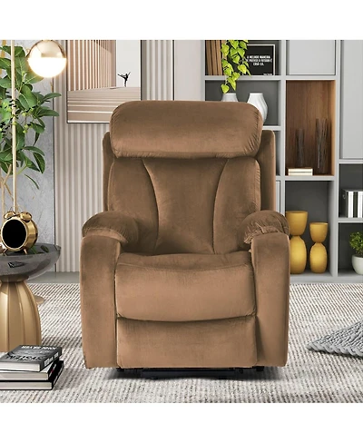 Maison Boucle power lift recliner for elderly, velvet electric chair w/ remote, wide seat, side pocket & heavy-duty