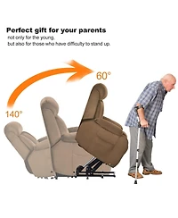 Maison Boucle power lift recliner for elderly, velvet electric chair w/ remote, wide seat, side pocket & heavy-duty