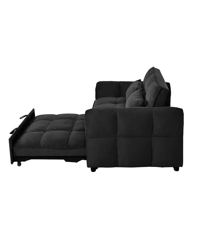 Maison Boucle 3-in-1 Velvet Pull Out Sleeper Sofa Bed with Adjustable Backrest