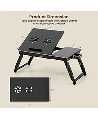Sugift Adjustable Bamboo Laptop Desk with Tilting Top and Storage Drawer