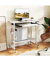 Sugift Rolling Laptop Table with Pull Out Keyboard Tray and Hooks