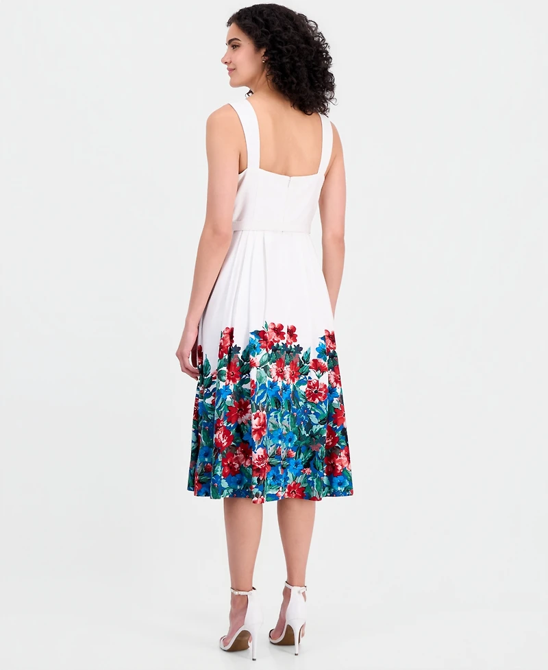 Tahari Asl Women's Border Print Midi Tank Dress