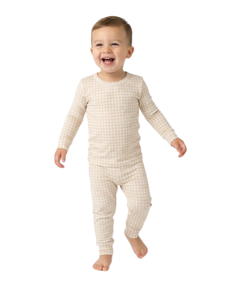 Motette Toddler Boys Sandstone Gingham Pajama Set