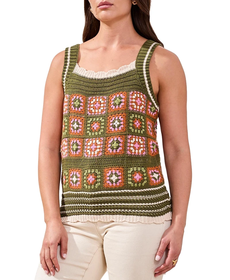 Tribal Women's Wide-Strap Crochet Sweater