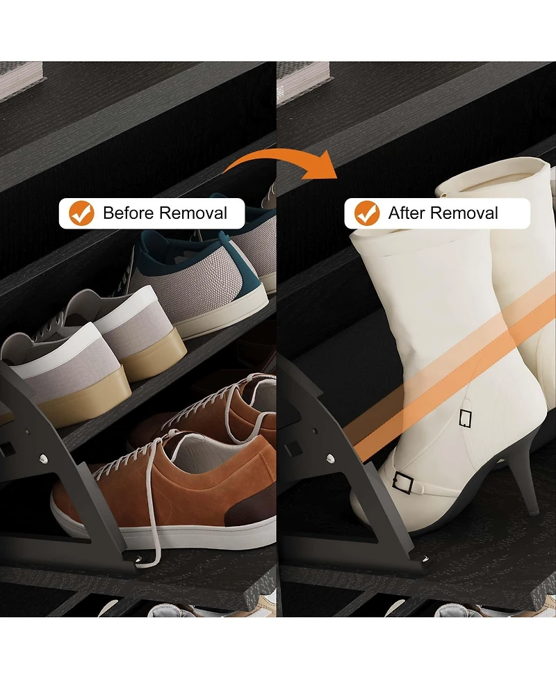 Homfan Fluted Shoe Cabinet with 2 Flip Drawers, Hidden Wooden Adjustable Shelf, Freestanding Storage