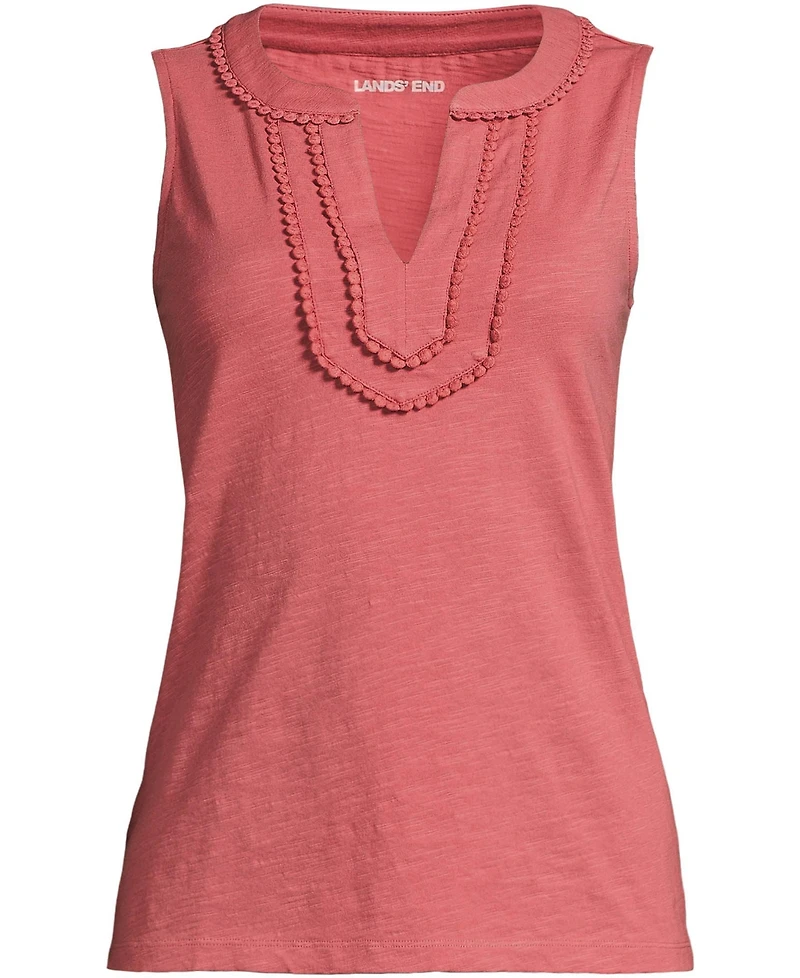Lands' End Plus Slub Decorative Trim Tank Top