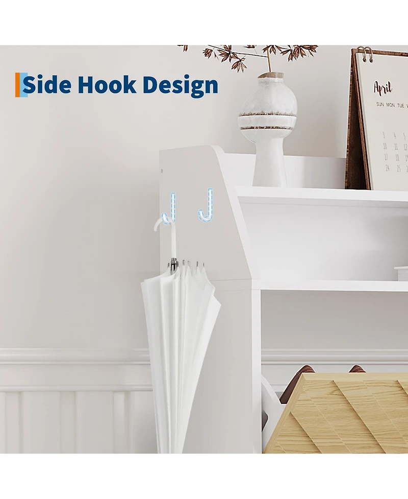 Homfan Shoe Cabinet with 3 Flip Drawers, Hidden Shoe Storage Cabinet with Shelf, Slim Wood Shoe Organizer for Hallway and Entryway, Space Saving