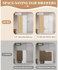 Homfan Space-Saving Modern Shoe Storage Cabinet – 4 Turn Drawers – Freestanding Wooden Organizer – Perfect for Entryway, Hallway,