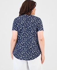 Style & Co Plus Printed Short-Sleeve Crewneck T-Shirt, Macy's Exclusive