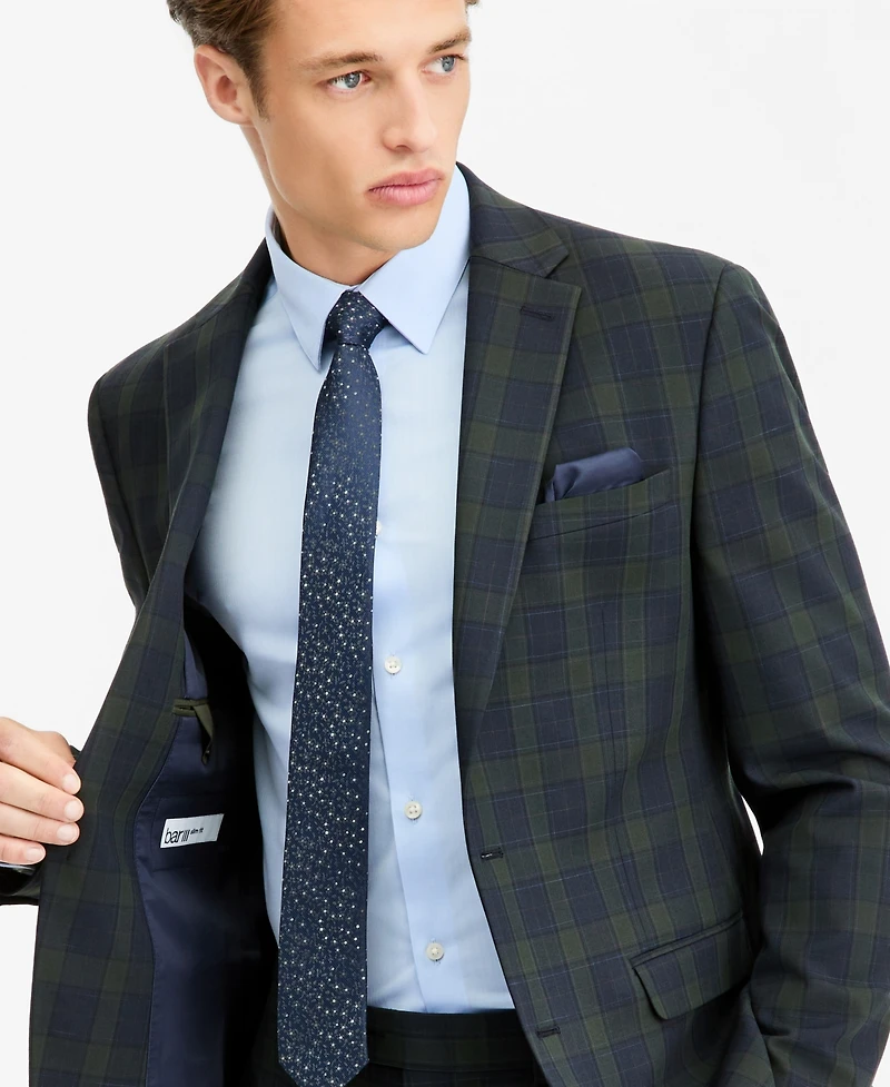Bar Iii Men's Slim-Fit Green Tartan Suit Separates Jacket, Macy's Exclusive