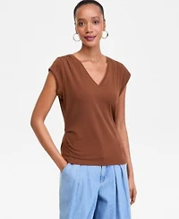 I.N.C. International Concepts Womens Cap Sleeve V Neck T Shirt Macys Exclusive