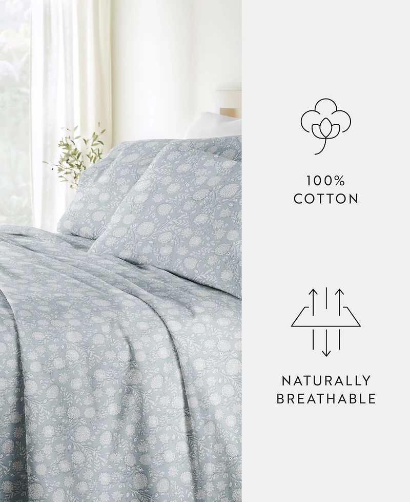 ienjoy Home Long Staple 300-Thread Count Cotton Pattern -Pc. Sheet Set