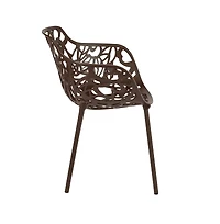 LeisureMod Devon Patio Dining Arm-Chair, Aluminum Stackable Design Side Chair, Weather Resistant Metal Chair, No Assembly, Uv Protected