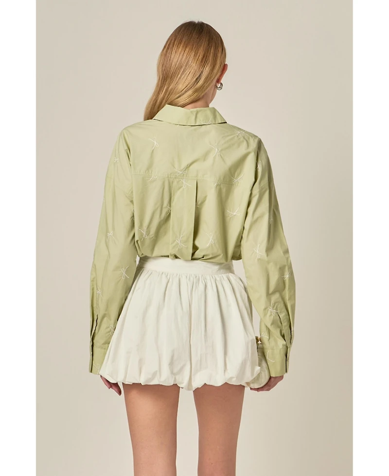 English Factory Women's Bow Embroidery shirt