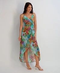 Siena Women's Printed V-Neck High-Low Dress
