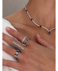 Suzy Levian Sterling Silver White Marquise Cut Cubic Zirconia Wide Open Ring